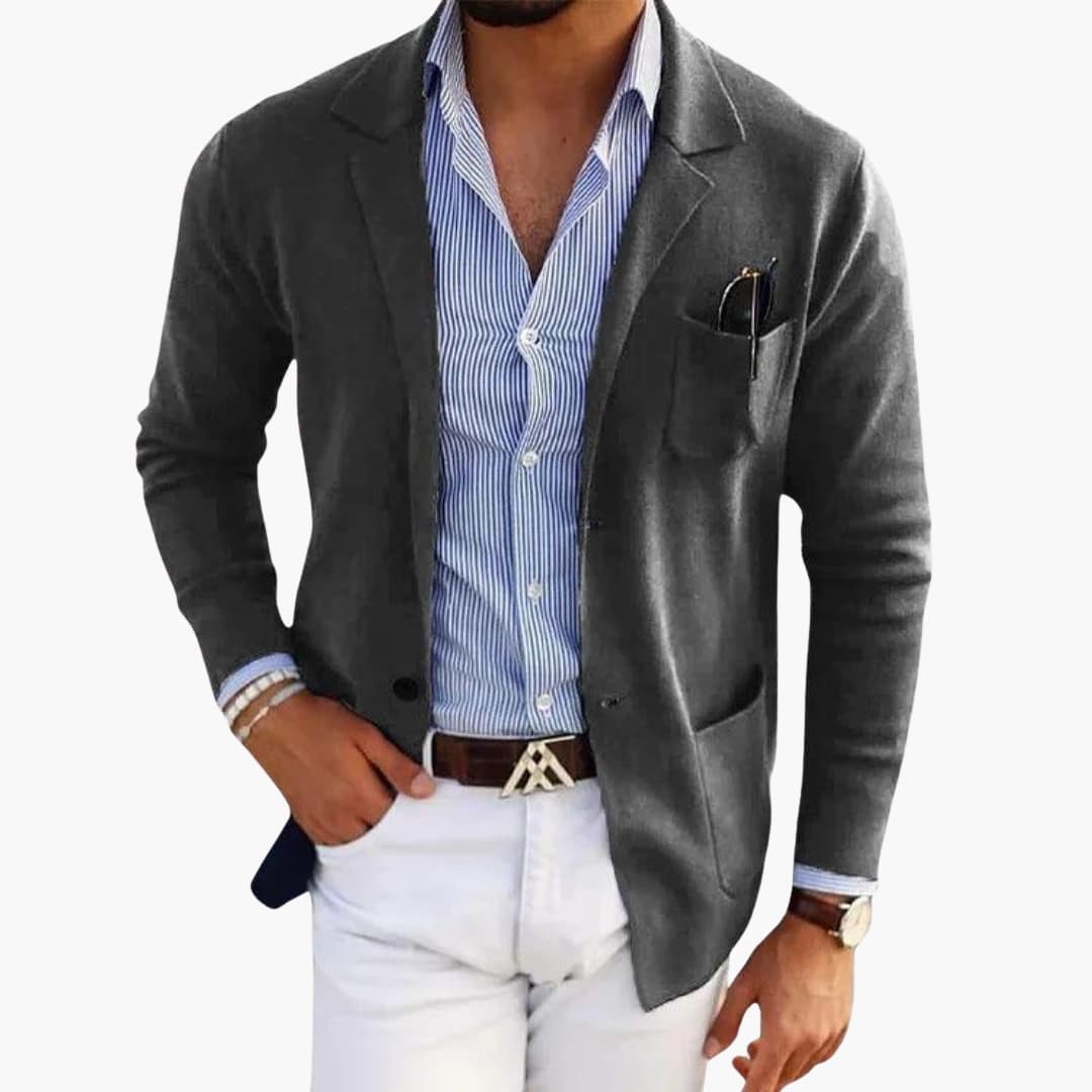 Blazer Cardigan Homme avec Col à Revers