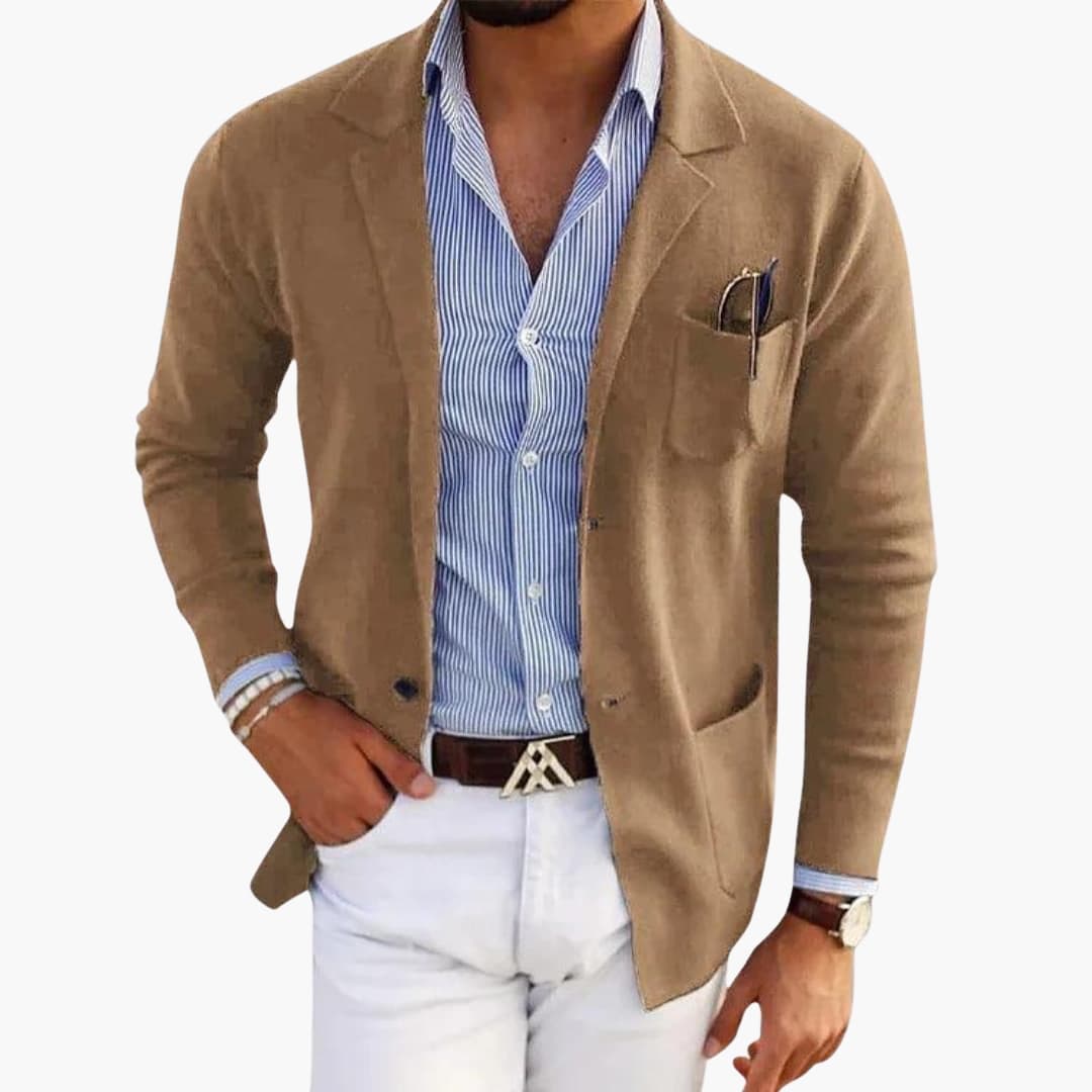 Blazer Cardigan Homme avec Col à Revers