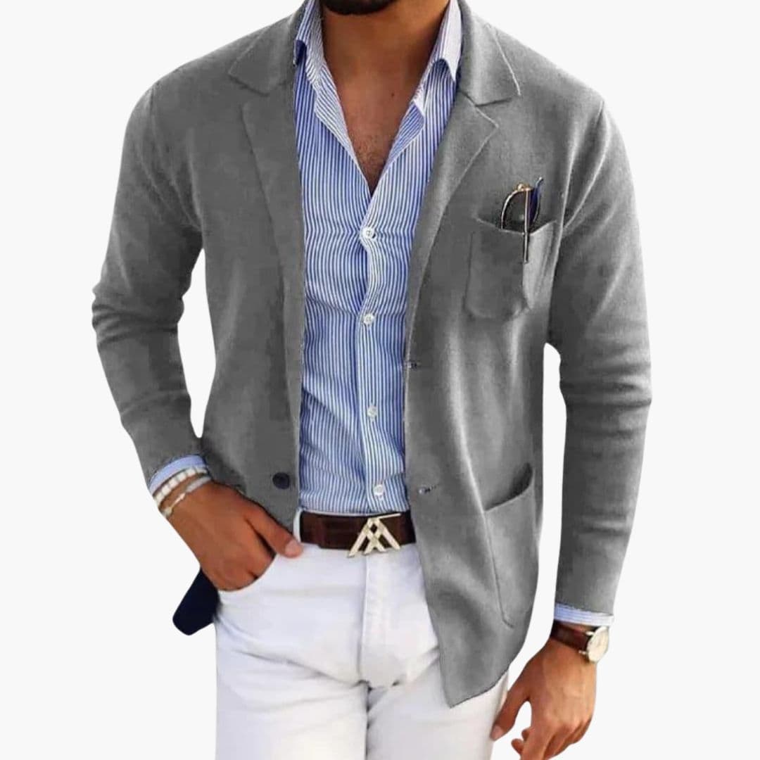 Blazer Cardigan Homme avec Poches Plaquées