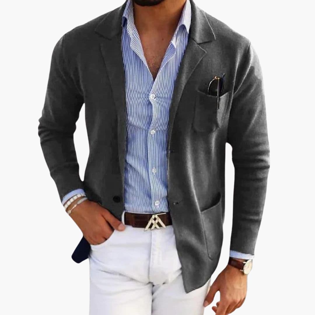 Blazer Cardigan Homme avec Poches Plaquées