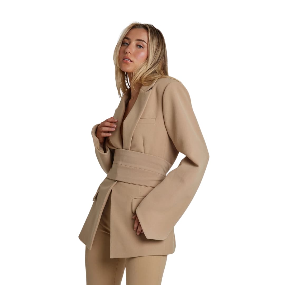 Blazer femme avec ceinture et manches longues