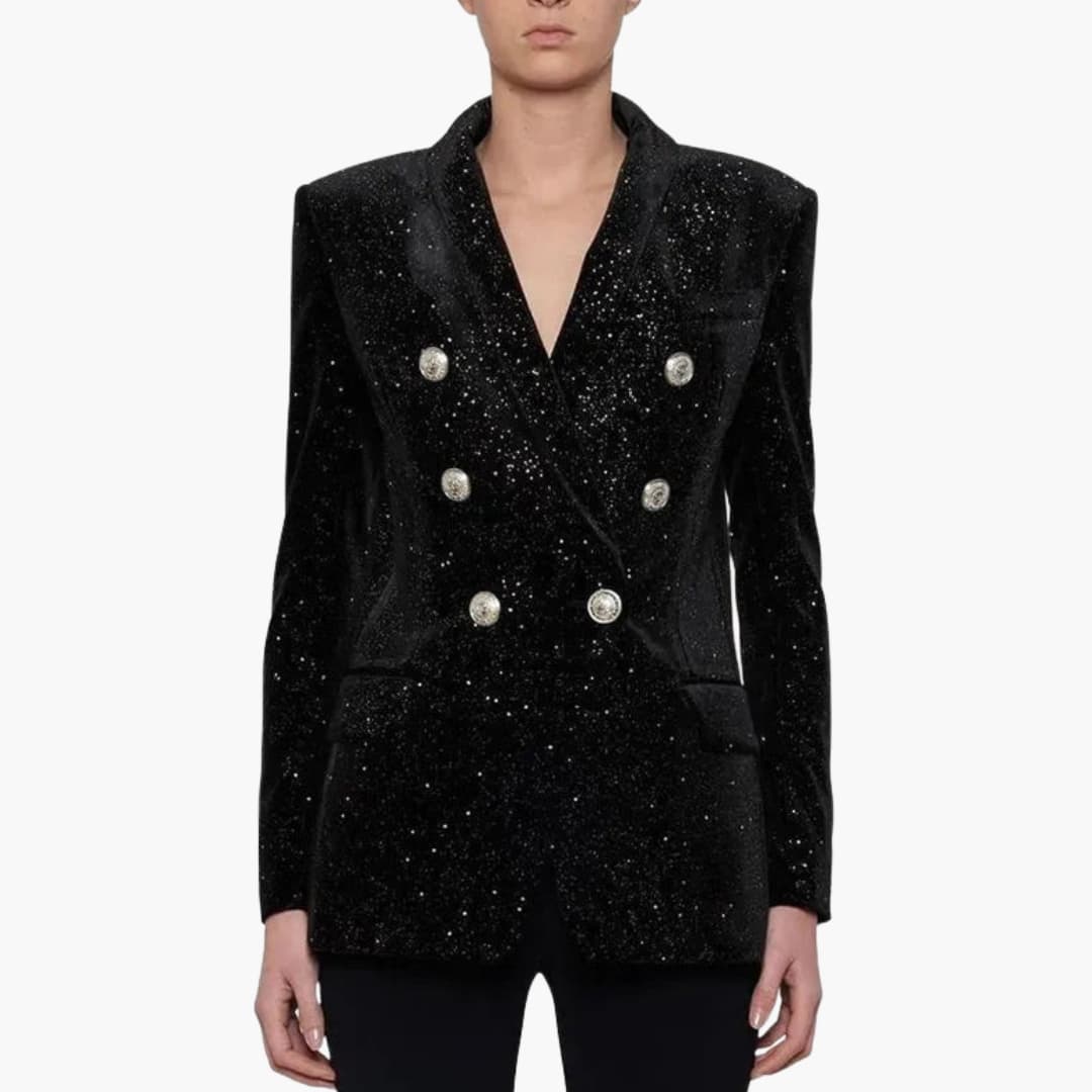 Blazer femme en velours uni pour occasions formelles et décontractées avec design sobre