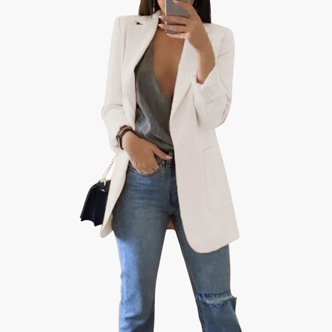 Blazer long femme avec col à revers