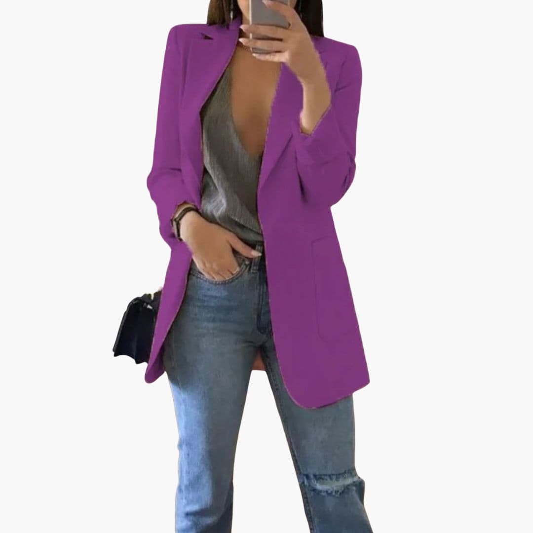 Blazer long femme avec col à revers