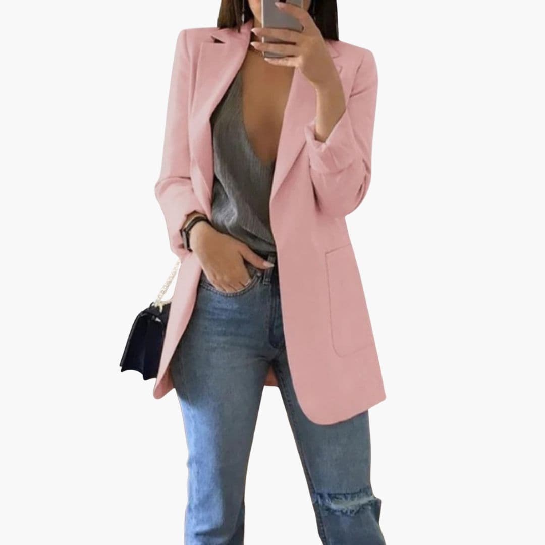 Blazer long femme avec col à revers