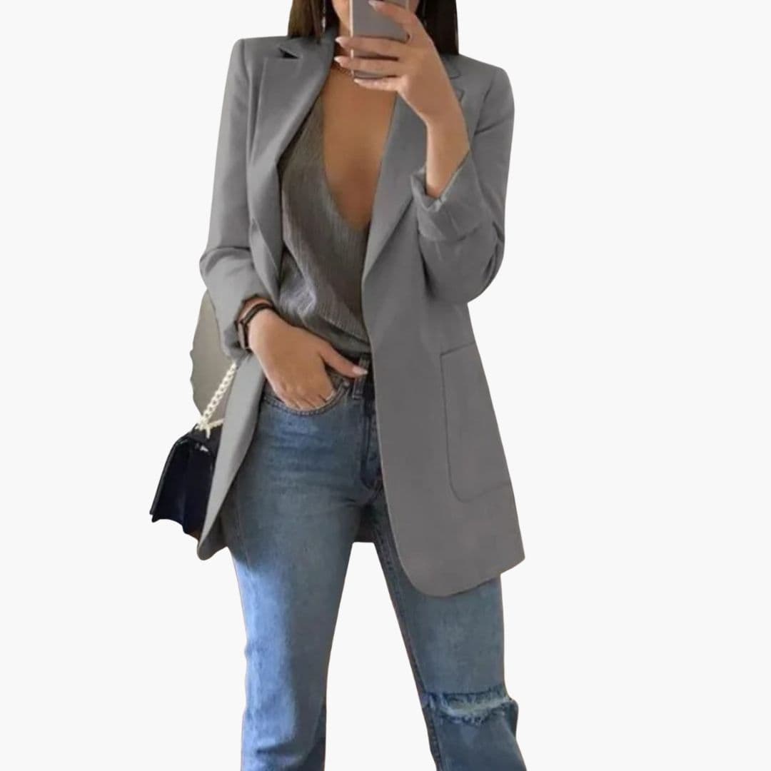 Blazer long femme avec col à revers