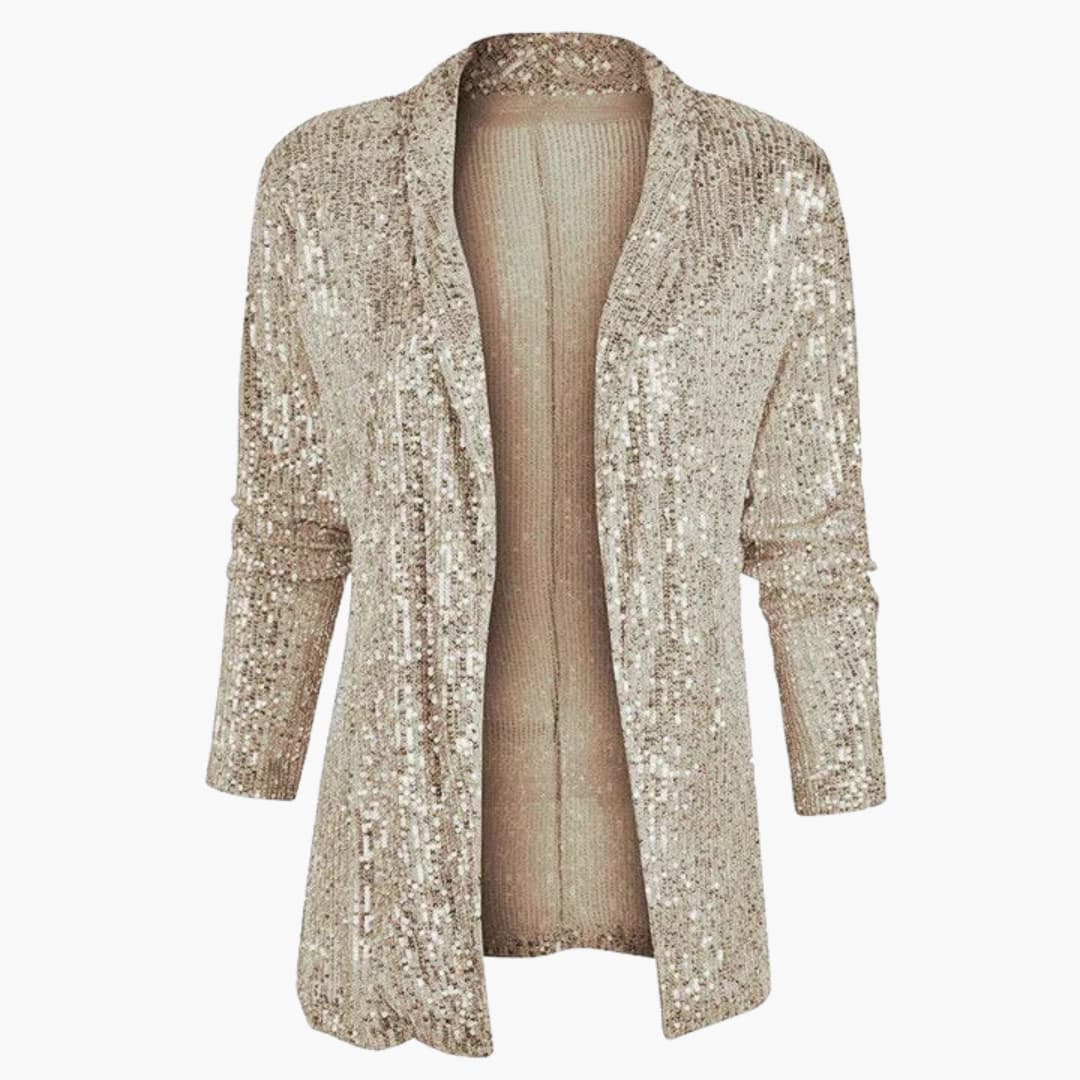 Blazer pour femme avec col à revers et surface à paillettes