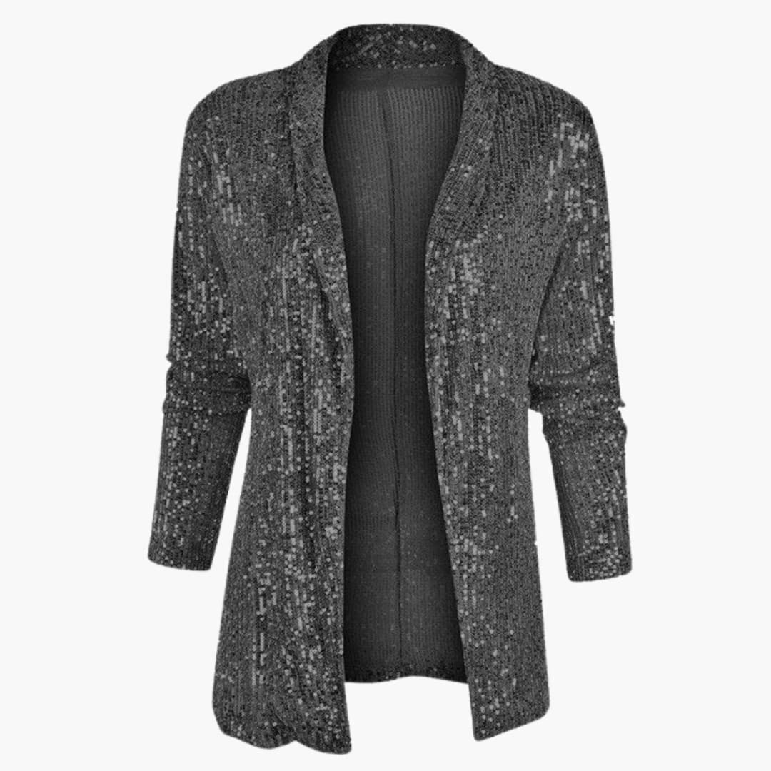 Blazer pour femme avec col à revers et surface à paillettes