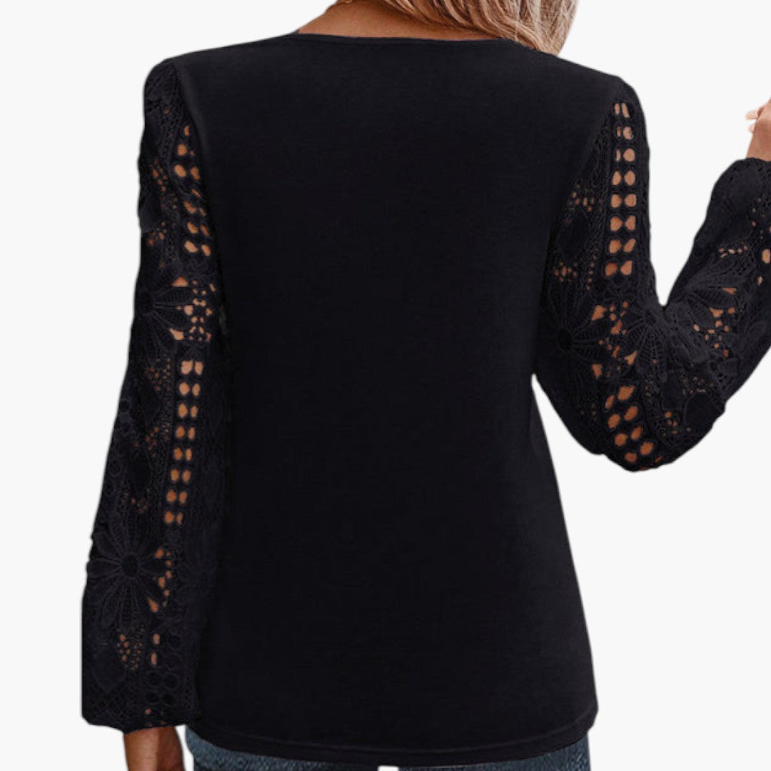 Camicia da donna con scollo quadrato e maniche in pizzo