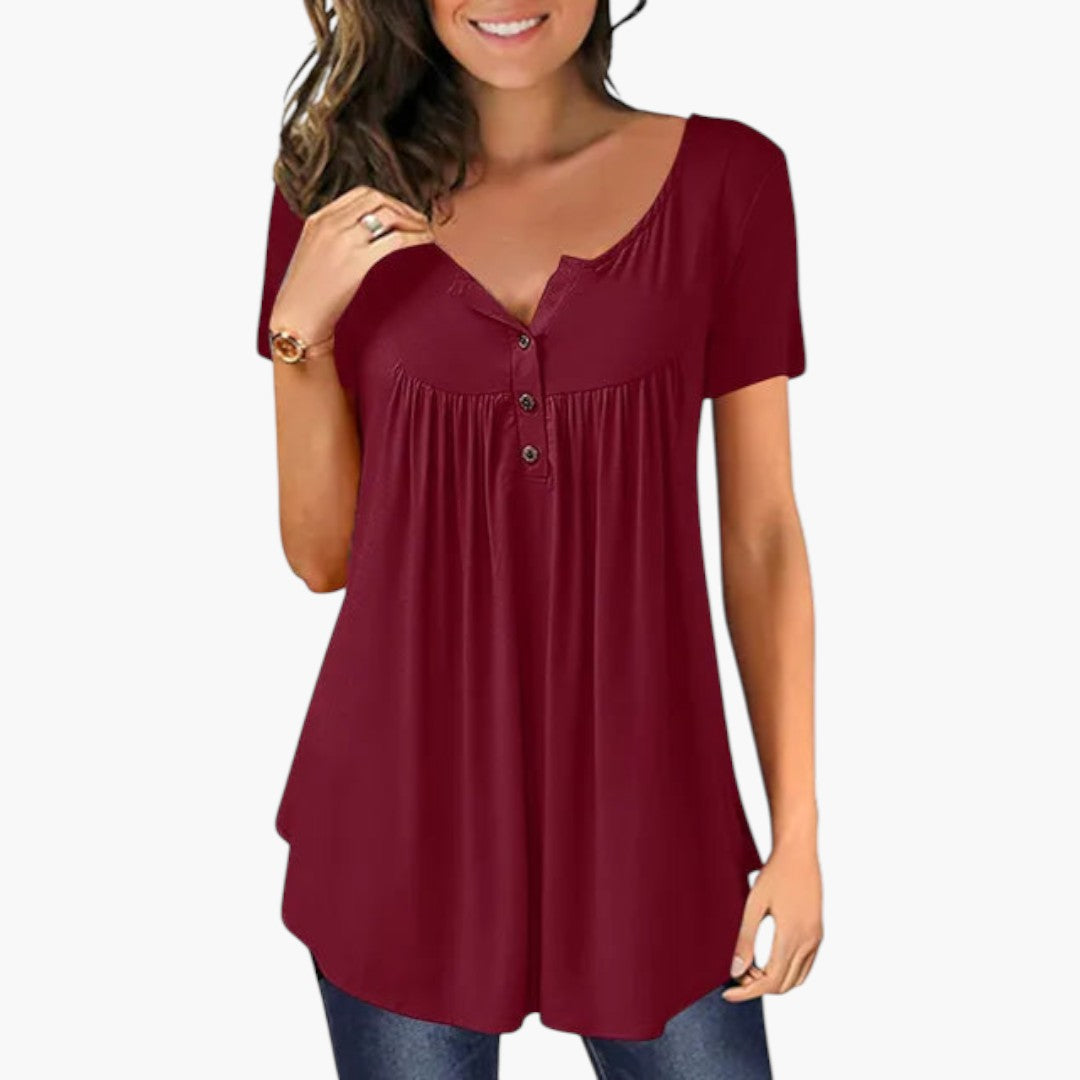 Camicia da donna con scollo a V e dettaglio con bottoni