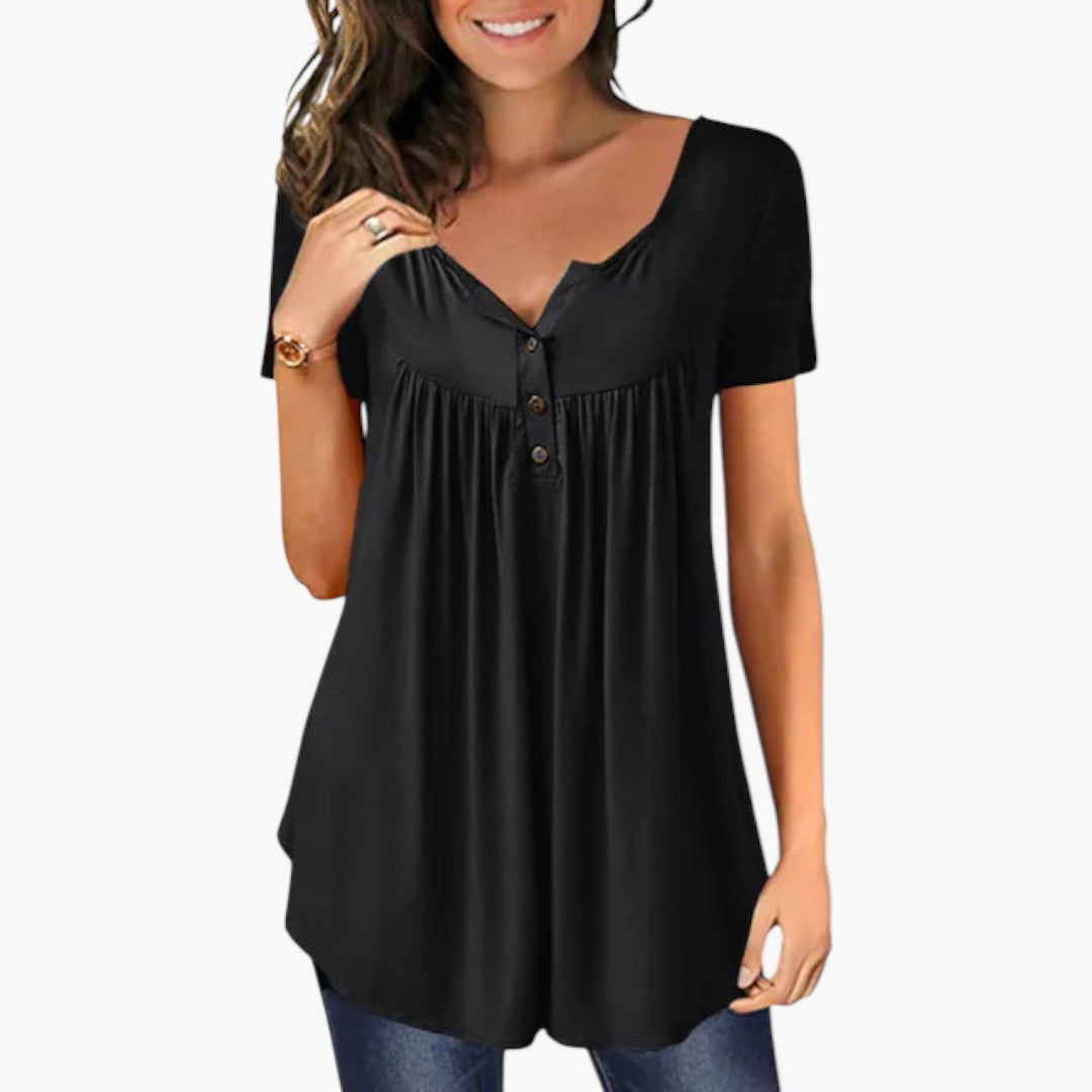 Camicia da donna con scollo a V e dettaglio con bottoni