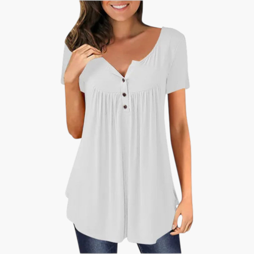 Camicia da donna con scollo a V e dettaglio con bottoni
