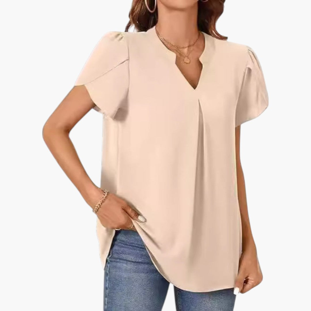 Camicia da donna con scollo a V e maniche a sbuffo