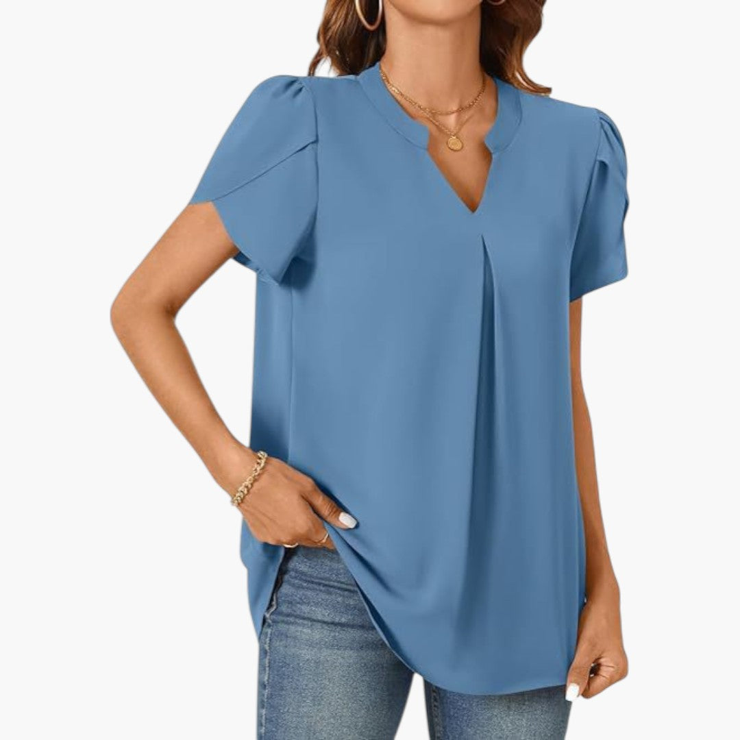 Camicia da donna con scollo a V e maniche a sbuffo
