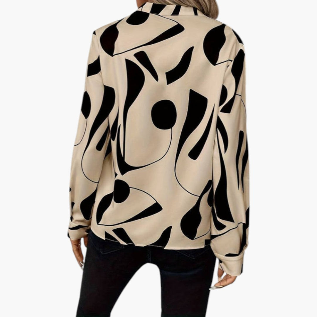 Women's blouse with V-neck and long sleeves