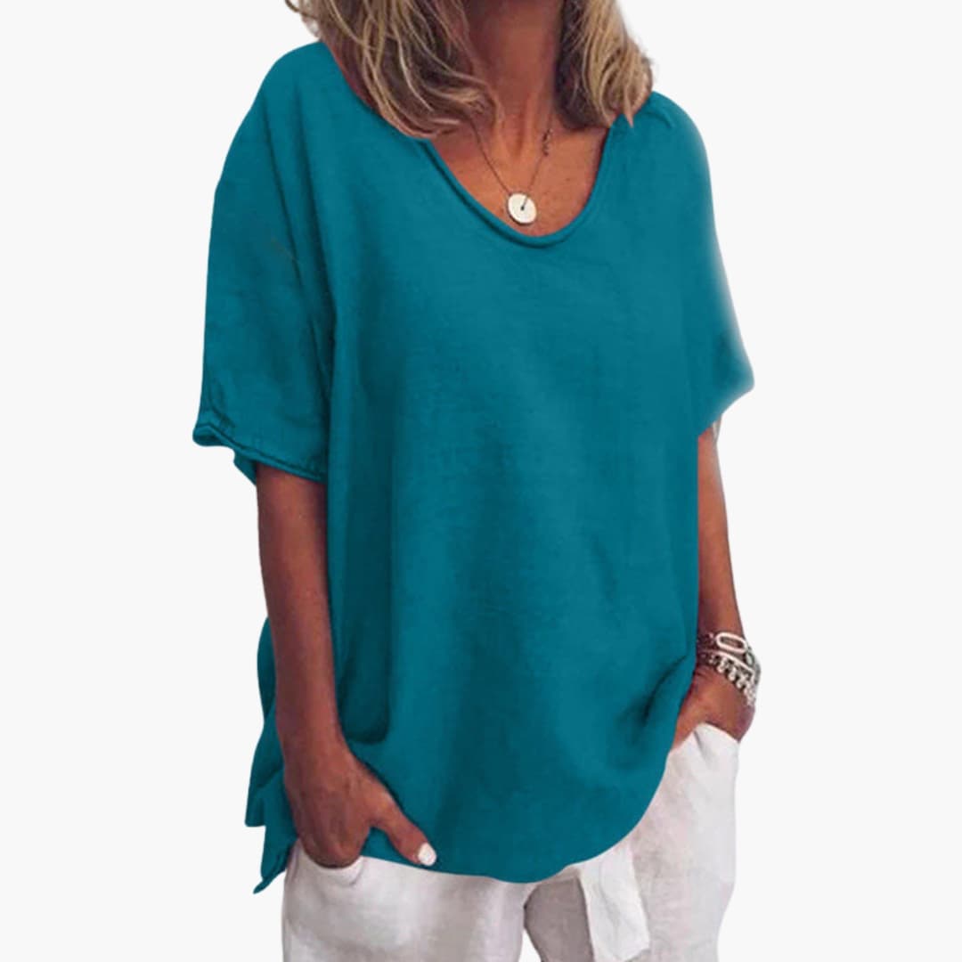 Blouse femme à manches courtes et encolure ronde