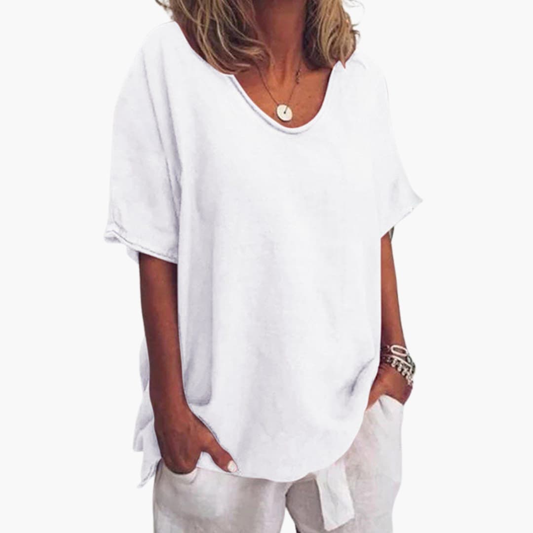 Blouse femme à manches courtes et encolure ronde