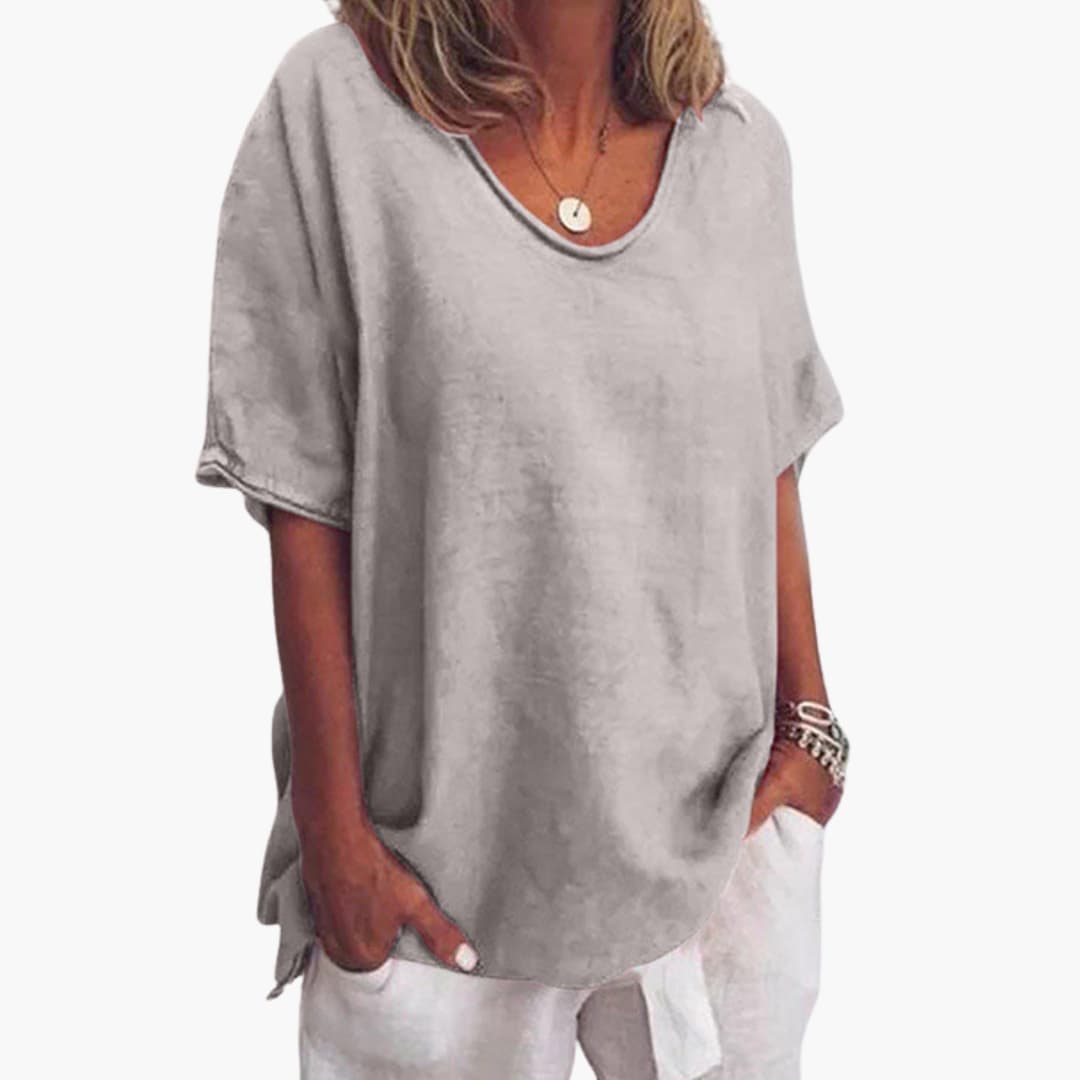 Blouse femme à manches courtes et encolure ronde