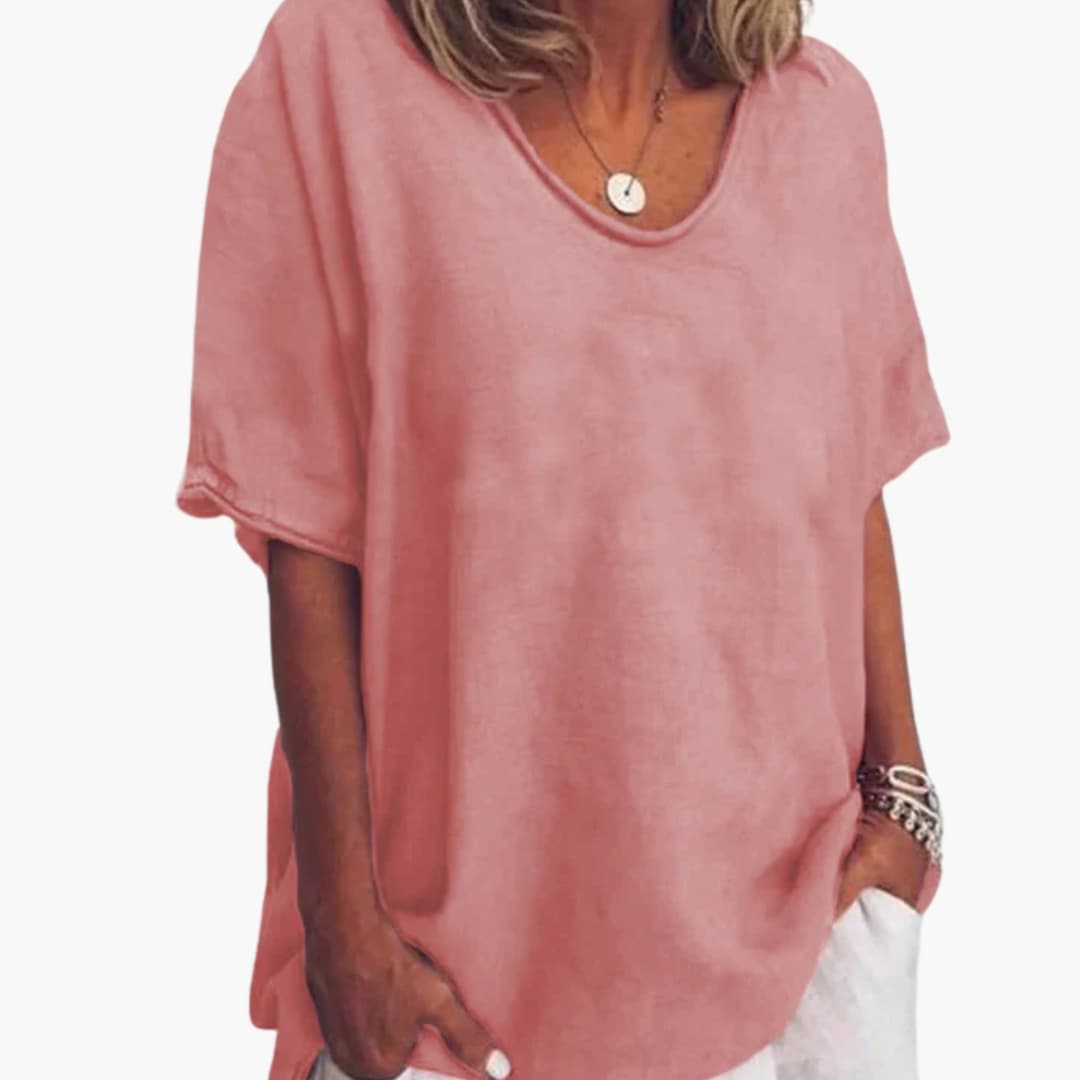 Blouse femme à manches courtes et encolure ronde