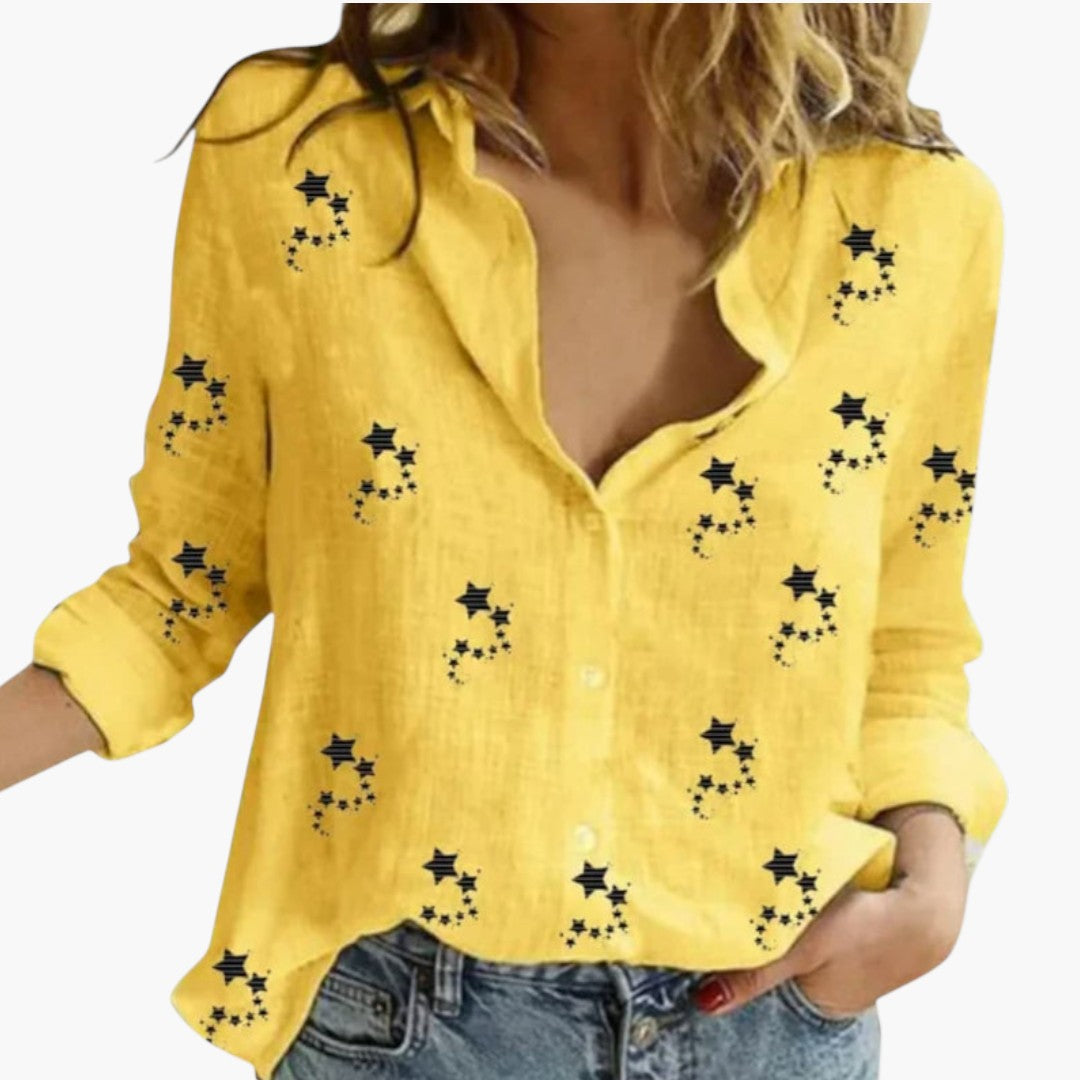 Damenbluse mit Kragen und Sternenmuster