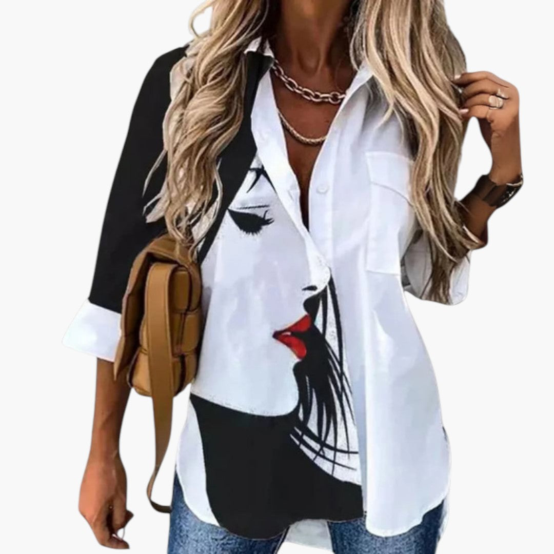 Damenbluse mit Kragen und Blumenmuster