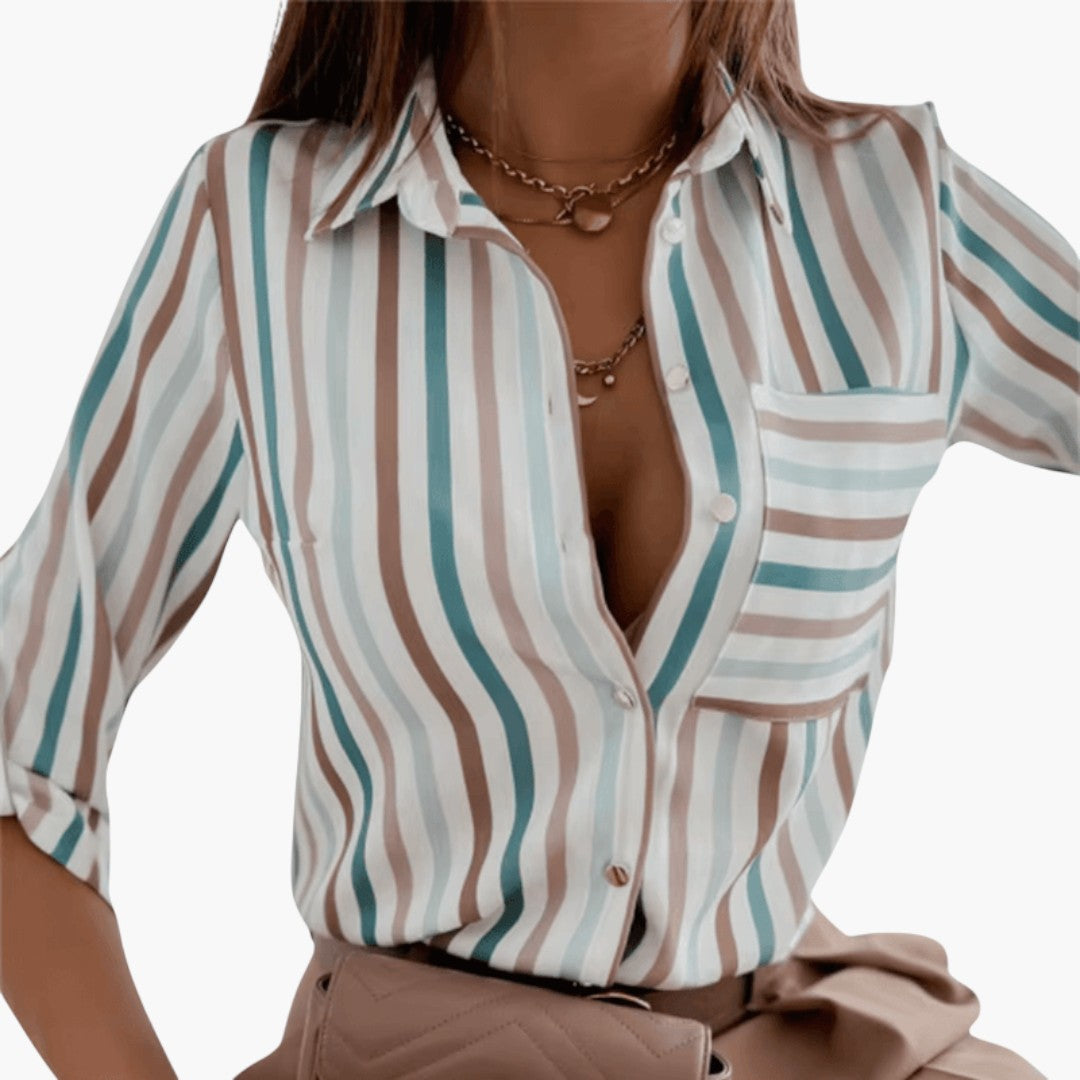 Camicia da donna con collo e motivo stampato