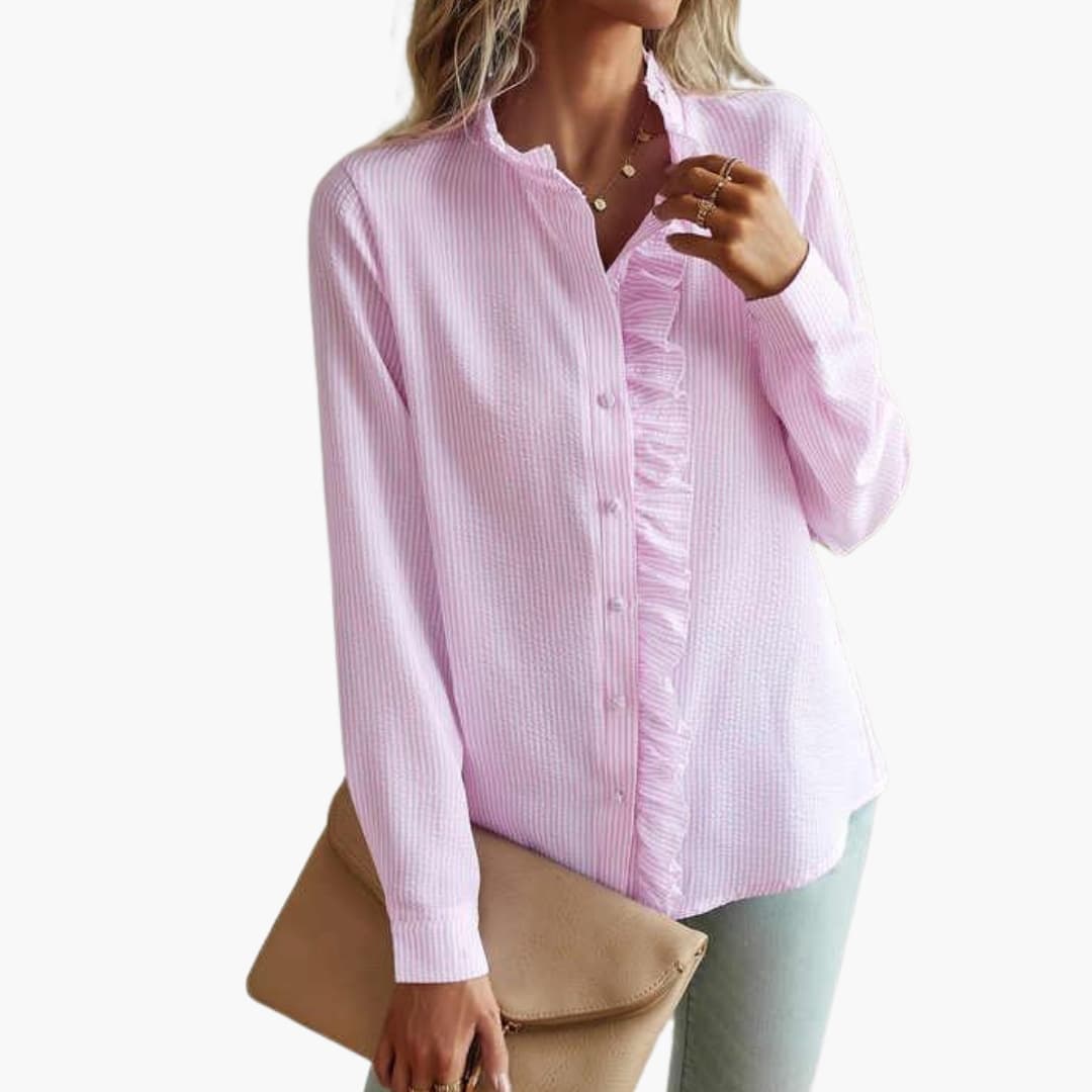 Blouse femme avec encolure ronde et surface lisse
