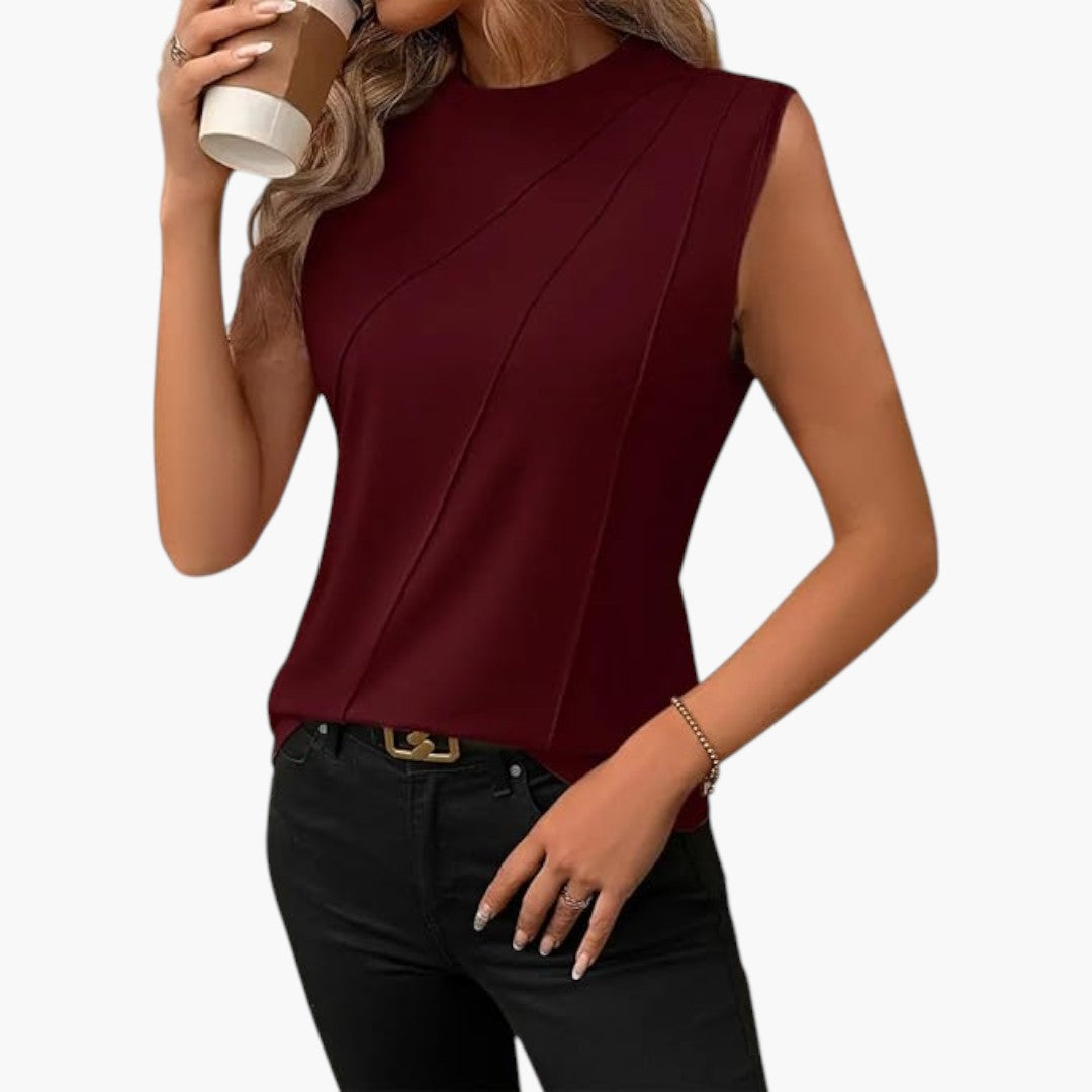 Camicia donna senza maniche con scollo rotondo
