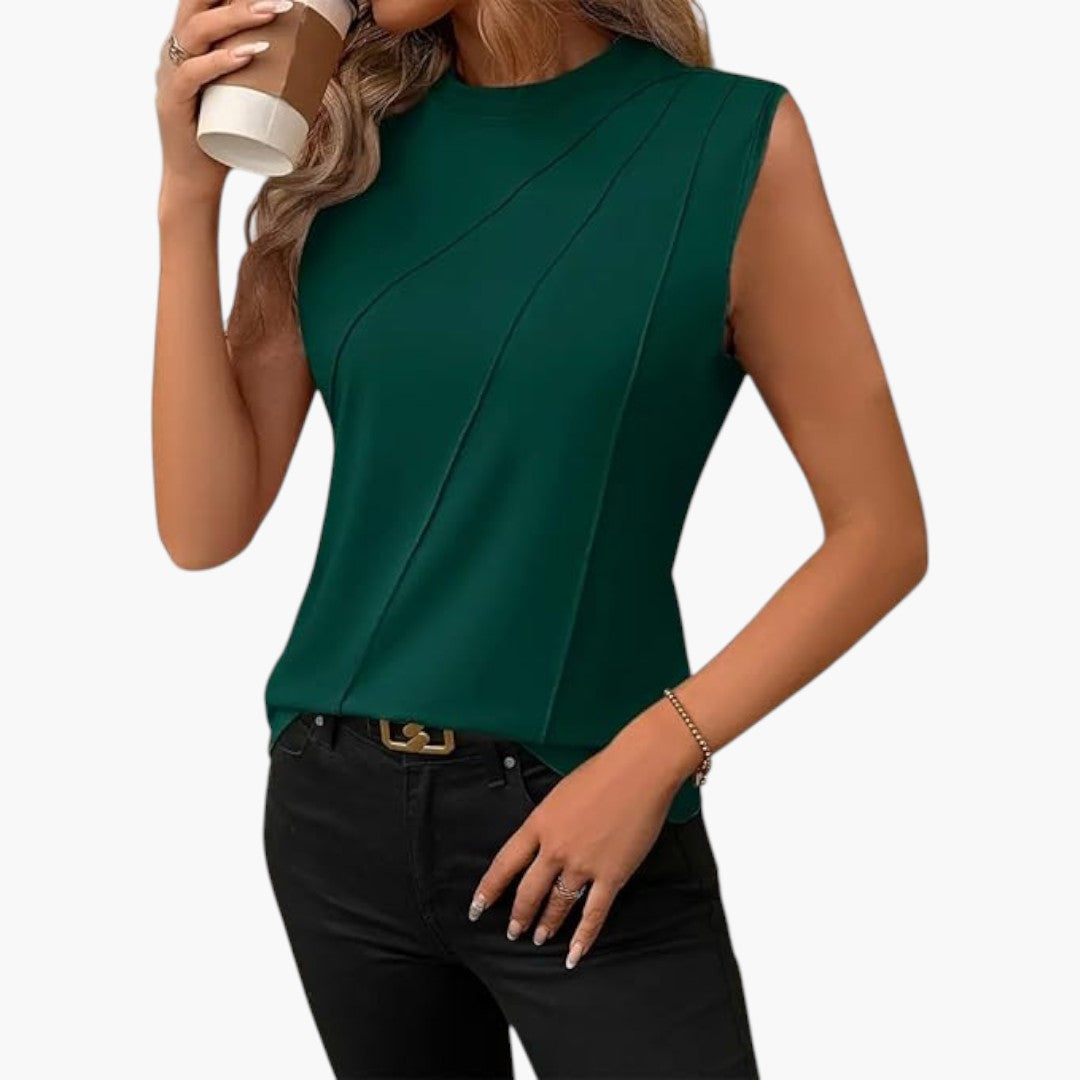 Camicia donna senza maniche con scollo rotondo