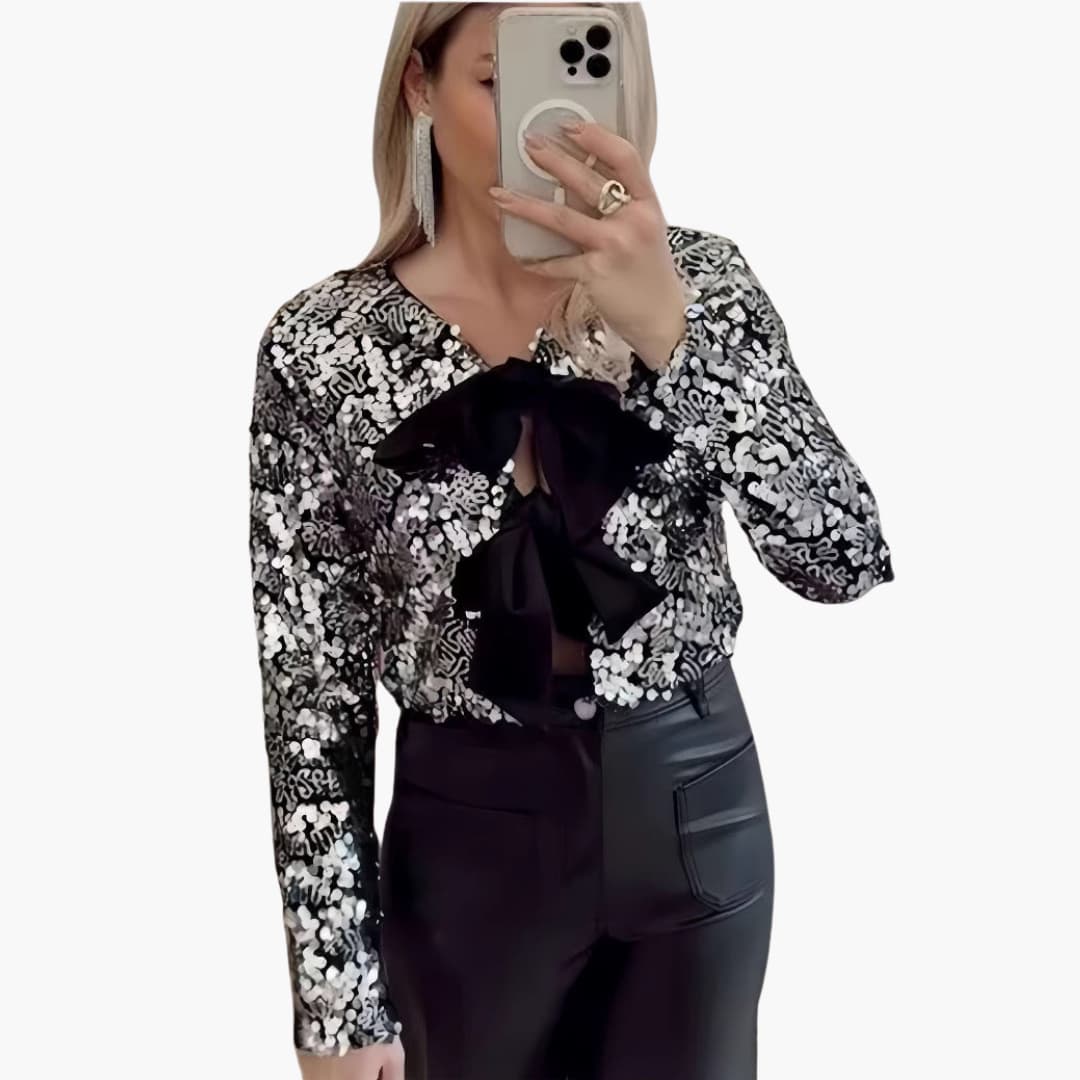 Blouse pour femme avec col et nœud décoratif