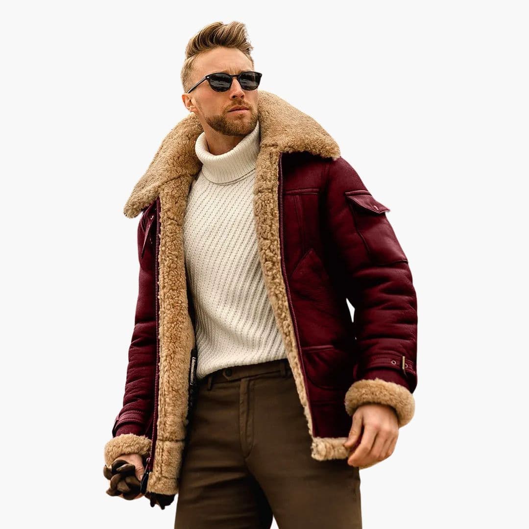 Blouson Aviateur Homme avec Col Mouton Synthétique