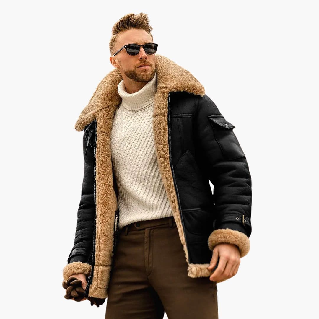 Blouson Aviateur Homme avec Col Mouton Synthétique