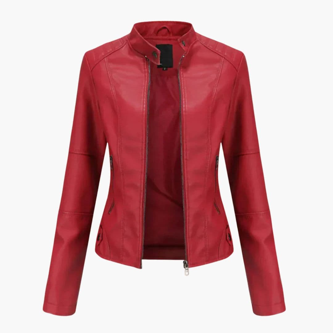 Blouson Biker Femme Ajusté avec Fermeture Zippée