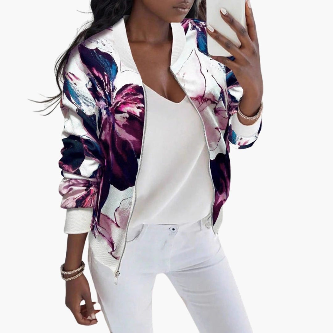 Blusão Bombardeiro Feminino com Estampa Floral