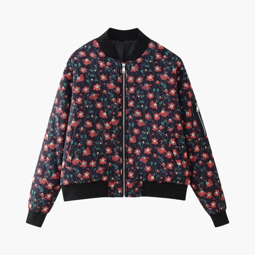 Giubbotto Bomber Donna con Motivo Floreale