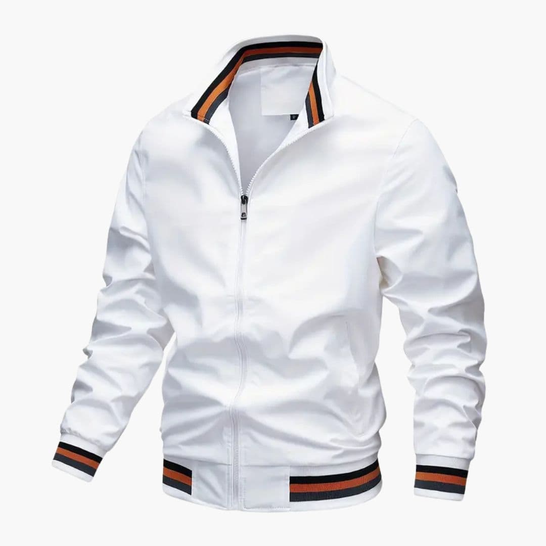 Blouson Bombardier Homme à Col Rayé et Base Côtelée