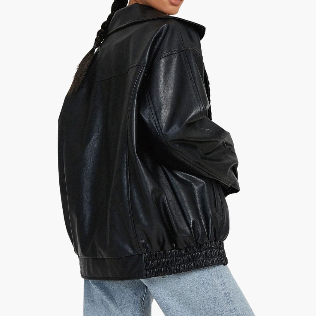 Blouson Bomber Femme Oversize à Fermeture Zippée