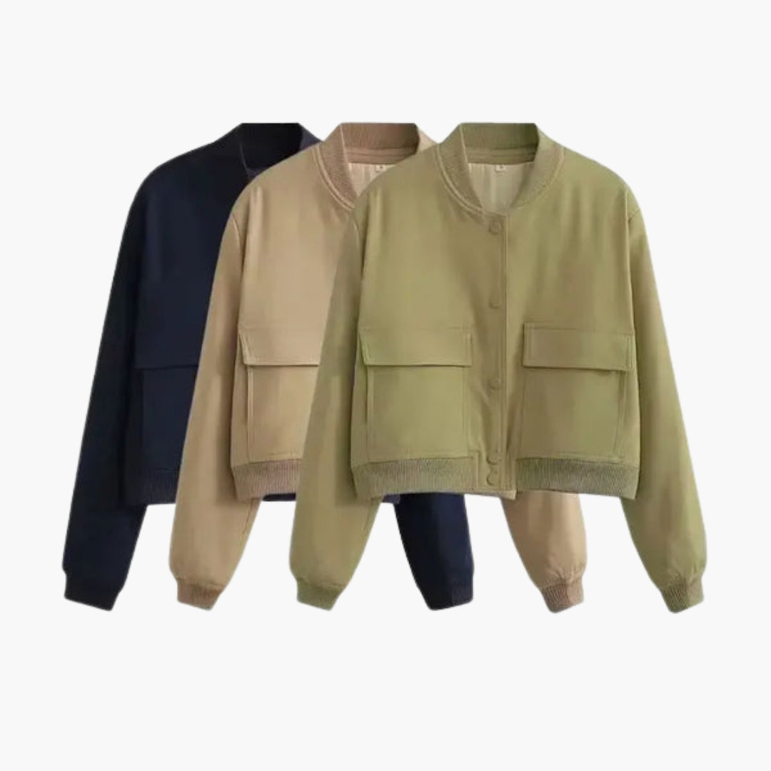 Bomber donna con grandi tasche a patta