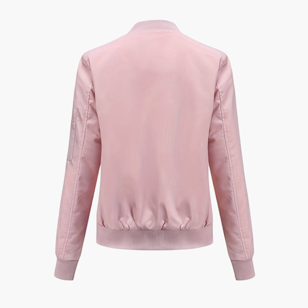 Women's Bomber Jacket Baseball Collar with Zipped Pockets