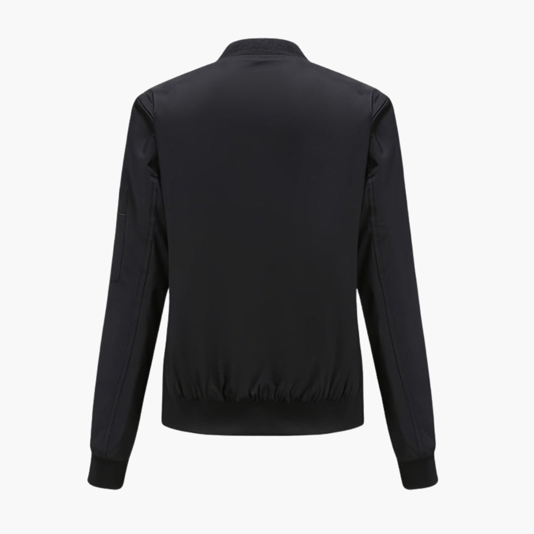 Women's Bomber Jacket Baseball Collar with Zipped Pockets