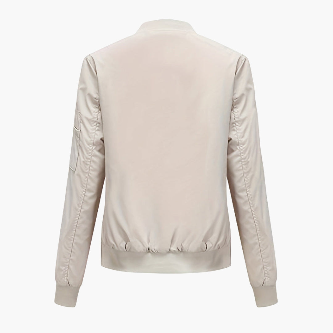 Women's Bomber Jacket Baseball Collar with Zipped Pockets