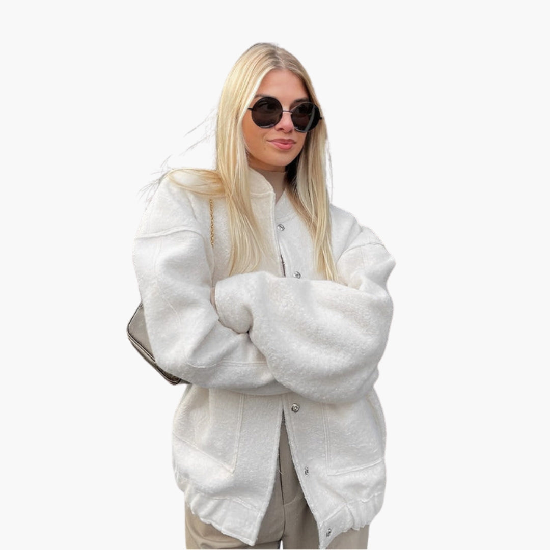 Lös damblouson med tryckknappar