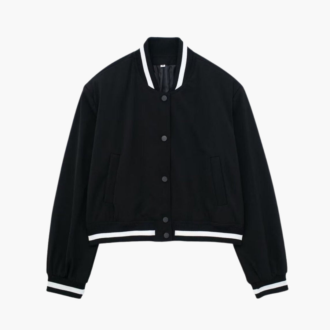 Blouson bomber donna con chiusura ai polsini a coste rigate