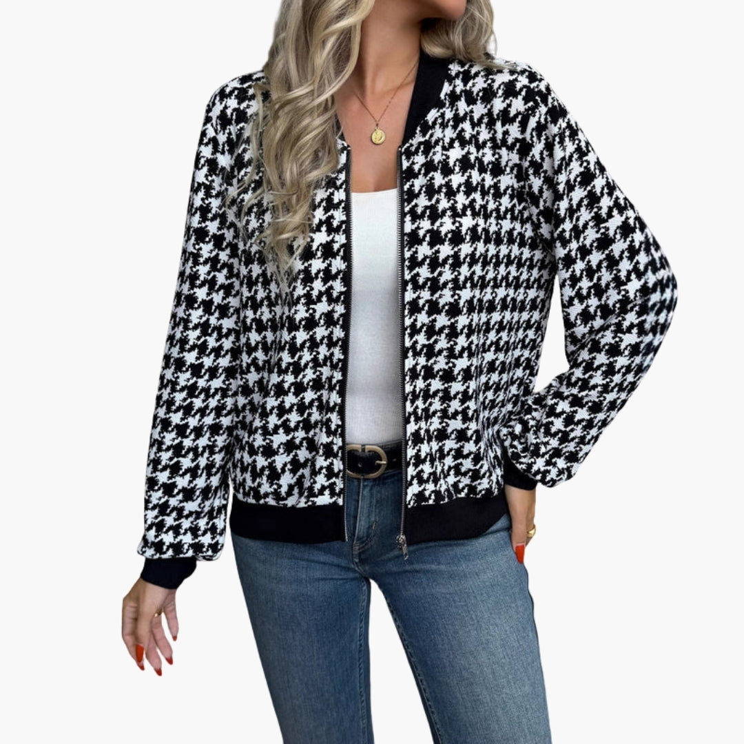 Blouson bomber donna motivo pied de poule