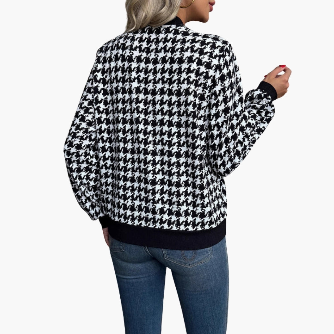 Blouson bomber donna motivo pied de poule