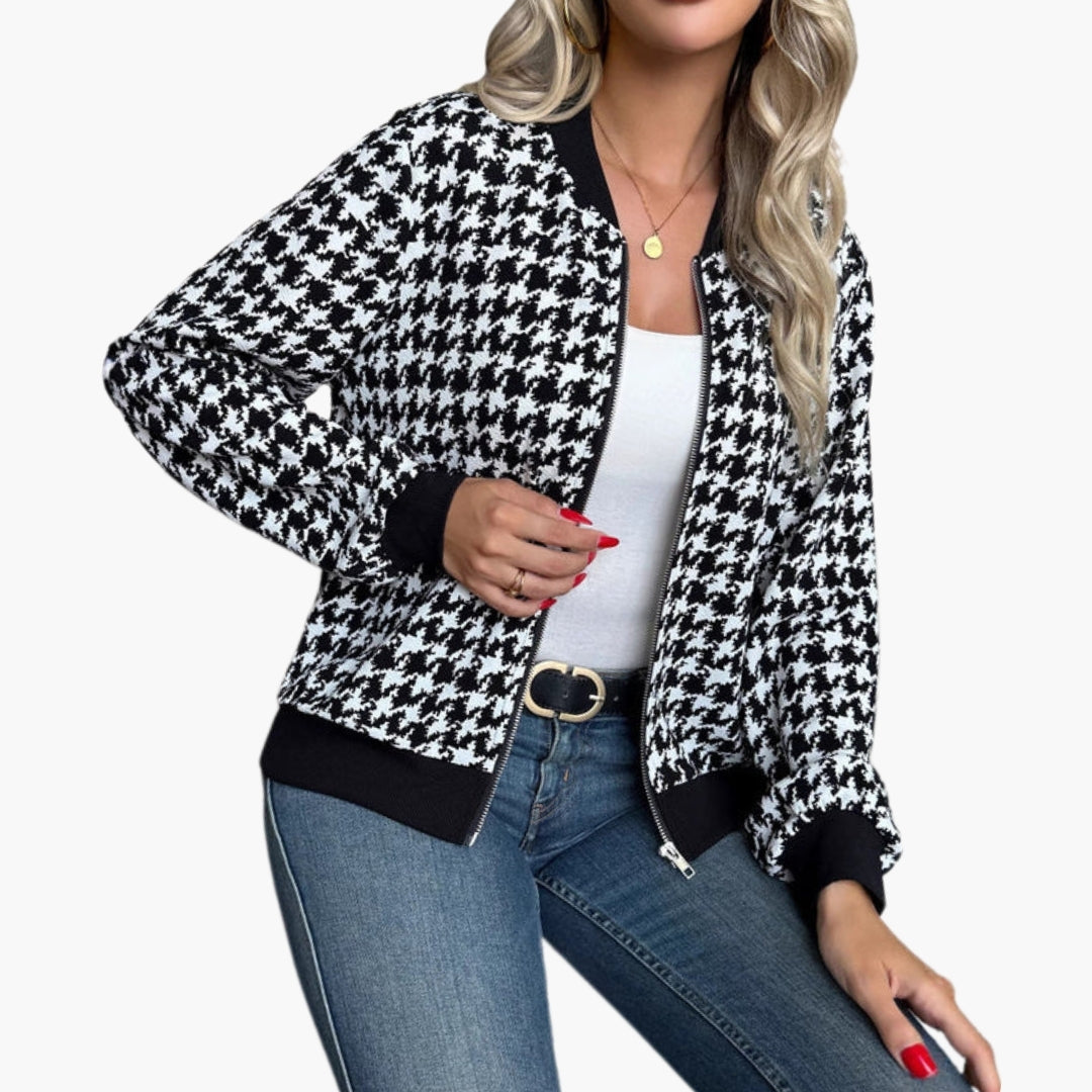 Blouson bomber donna motivo pied de poule