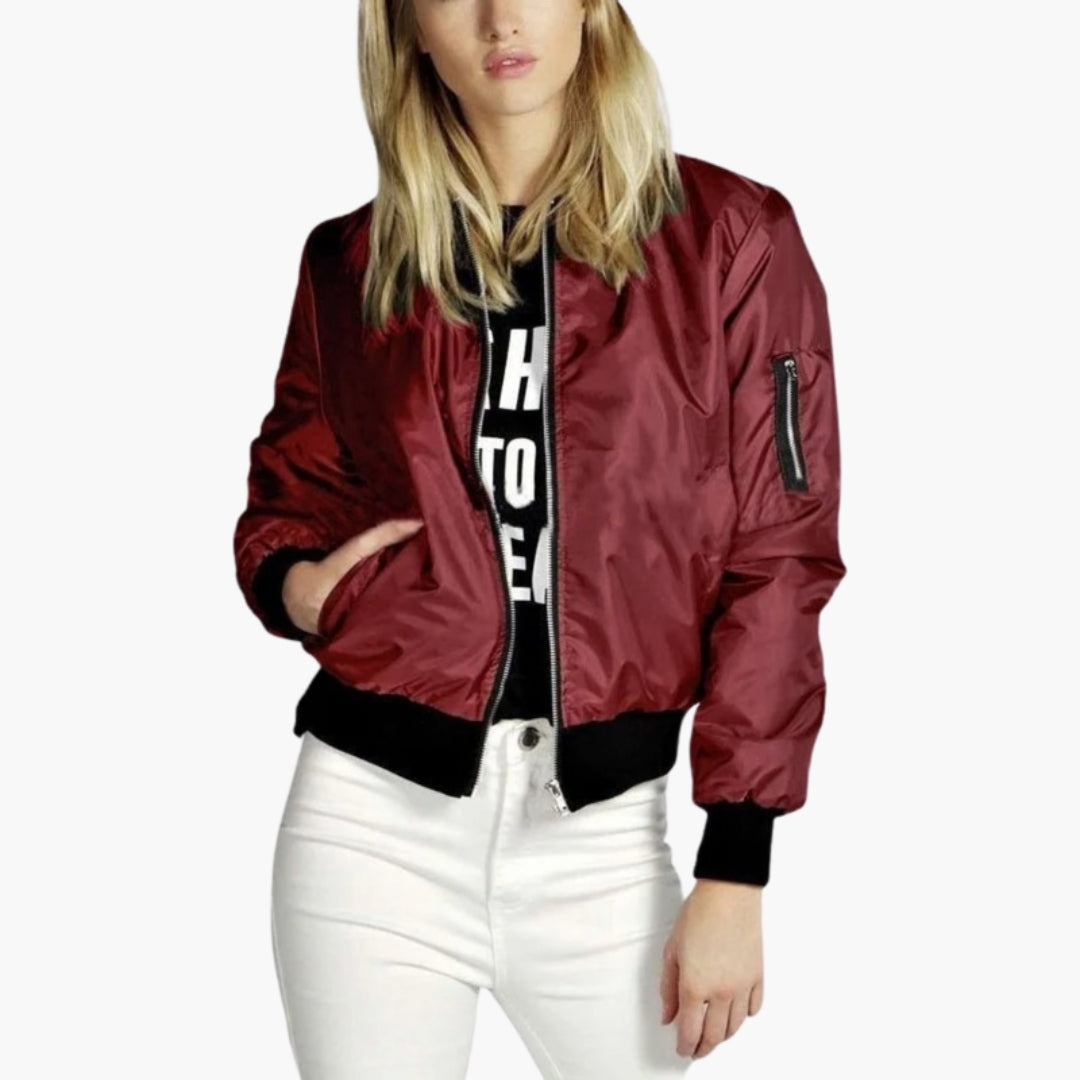 Blusón bomber para mujer con cierre de cremallera