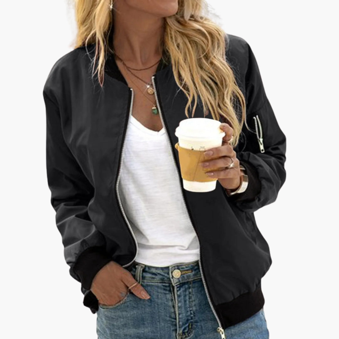 Women's Bomber Jacket with Elastic Cuffs