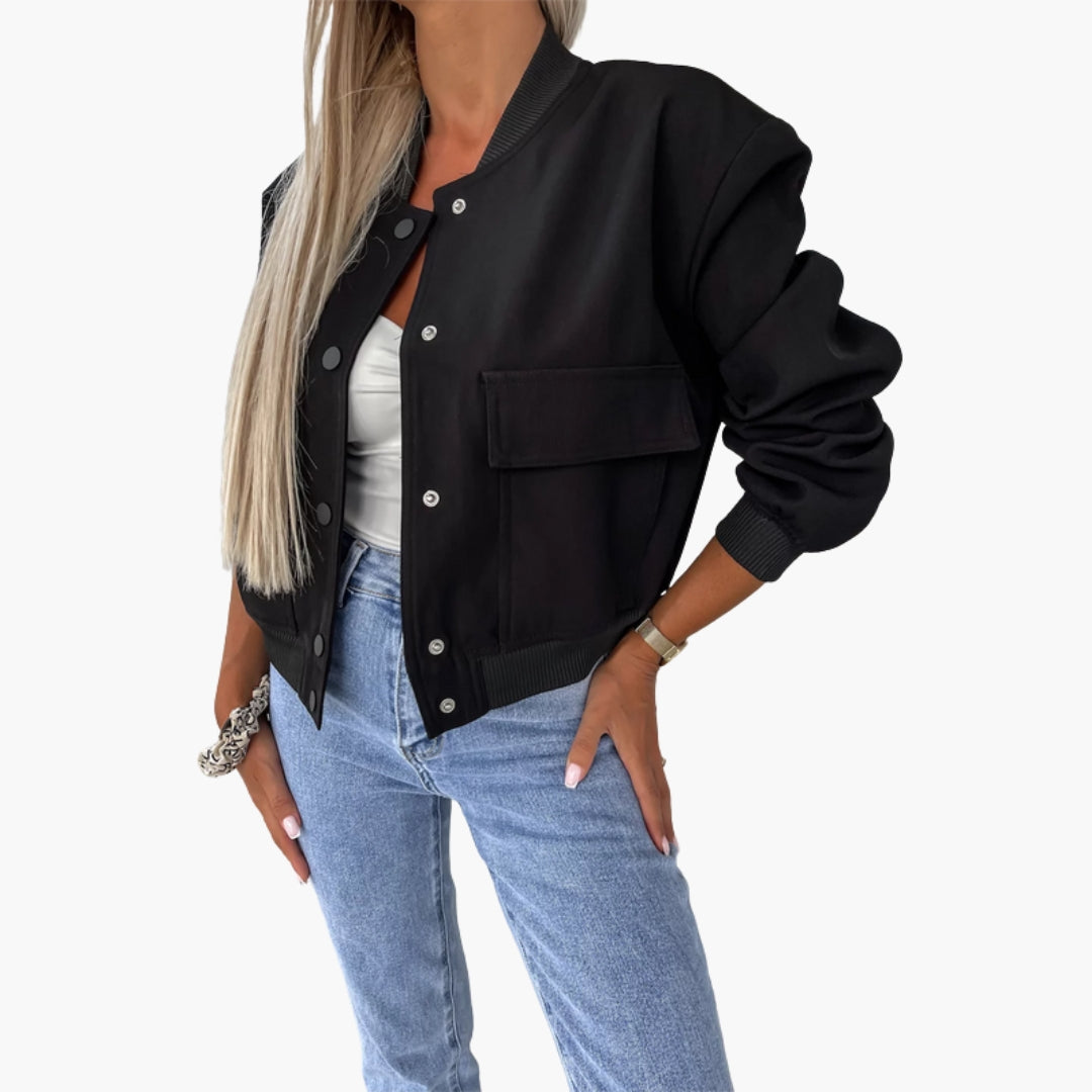 Blouson bomber donna con tasche applicate davanti