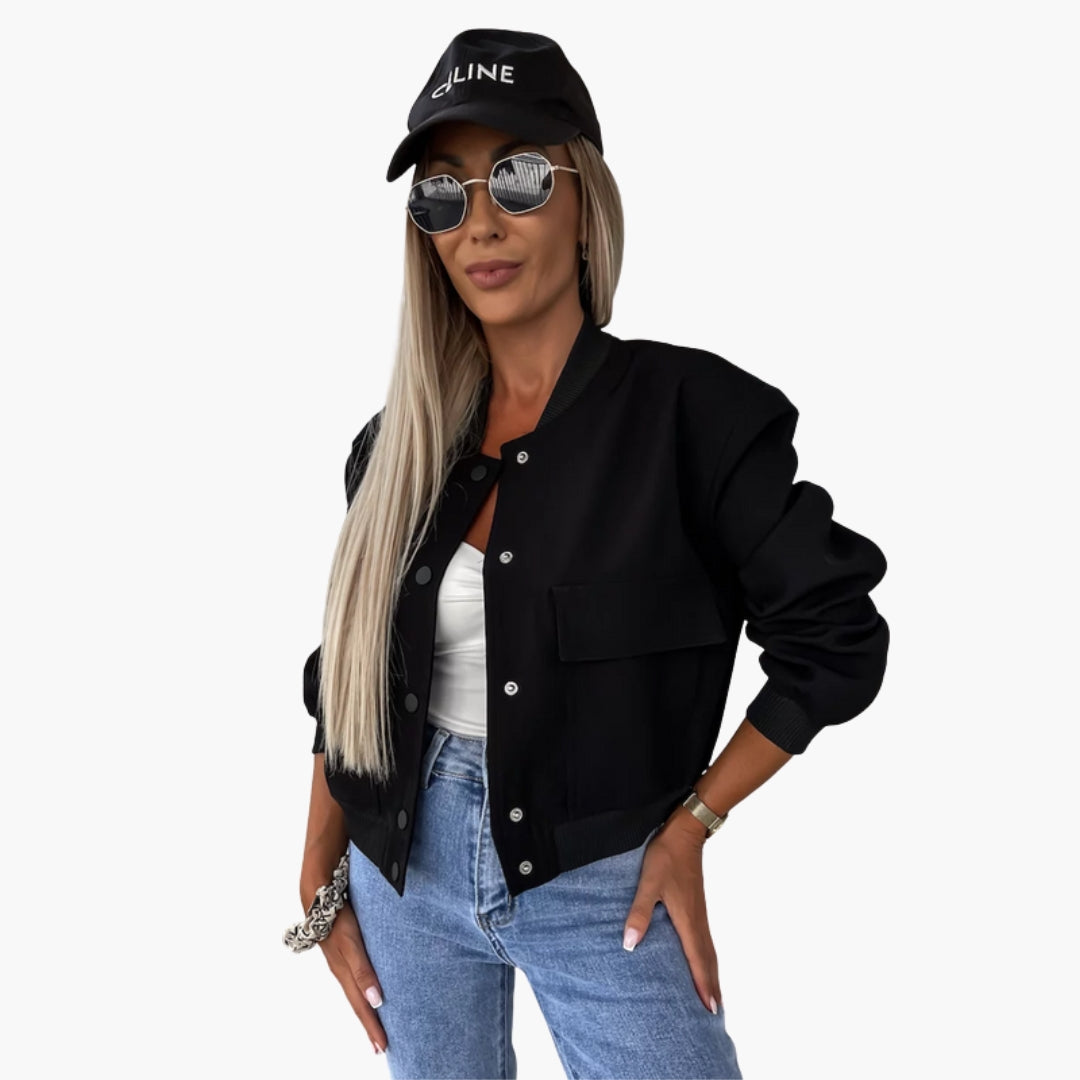 Blouson bomber donna con tasche applicate davanti